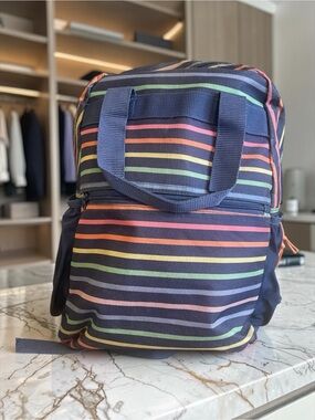 L.L. Bean Multicolor Striped Backpack School Travel Bag Zip Closure Adjustable
